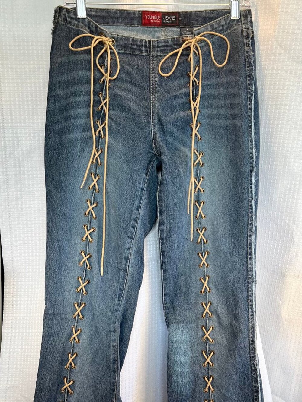 RARE Vintage Y2K Younique Original Lac-Up Front Flare Jeans size 7